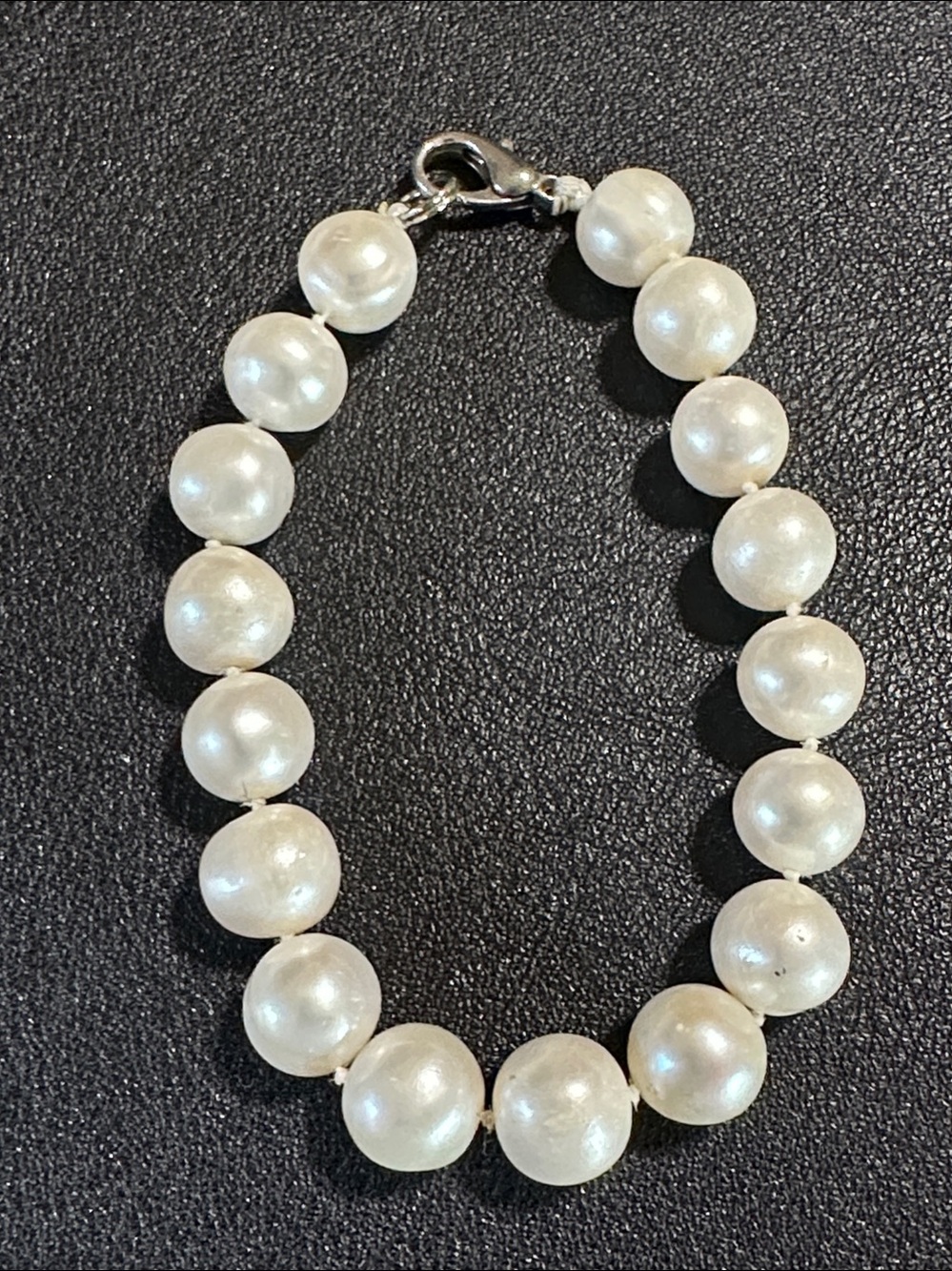 Chunky Vintage Hand Knotted White 10mm Fresh Water Pearl Bracelet